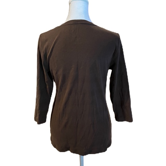 Brown St John’s Bay 3/4” Sleeve Comfy V-Neck Shirt S - Picture 2 of 6